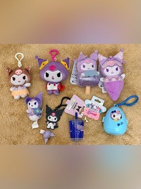 Sanrio Kuromi Plush & Keychain Set - Purple, Pink, Blue Accents
